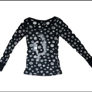 Disney Stage 28 Sheer Polka Dot Mickey Mouse Long Sleeve Tee S